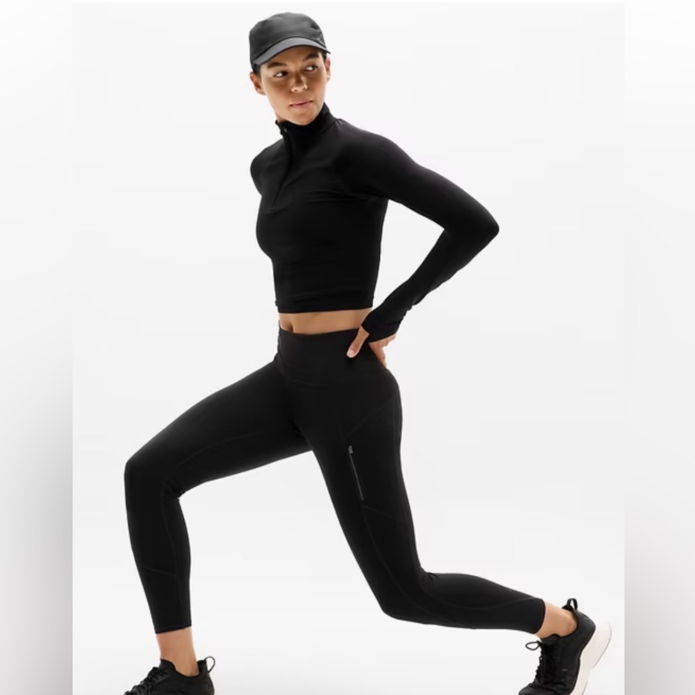 Athleta Ranier Tight Black High-Waist Leggings with Zip Pockets Legging Ranier